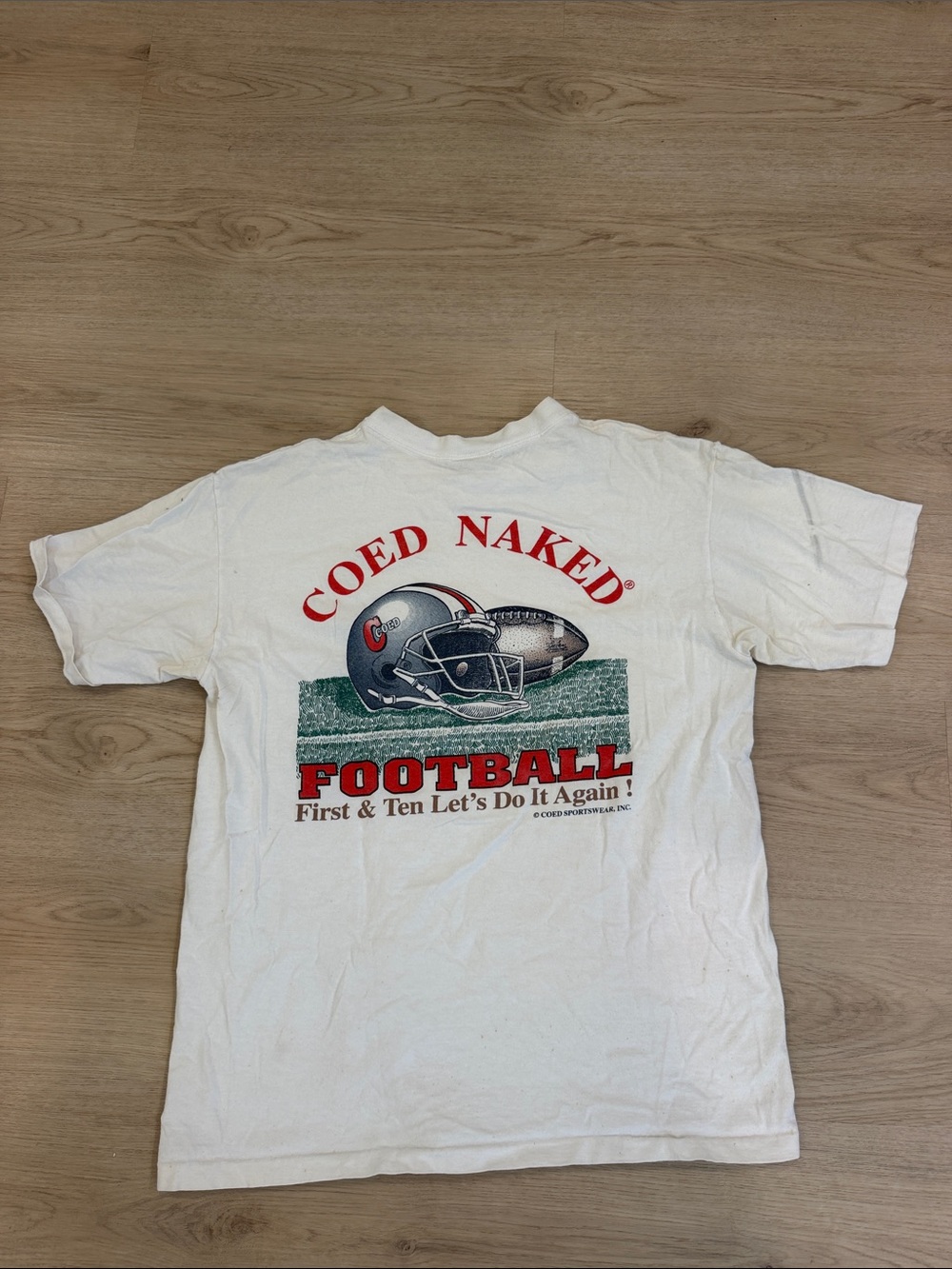 Vintage COED Men's Cream 'Coed Naked Football' Graphic T‑Shirt